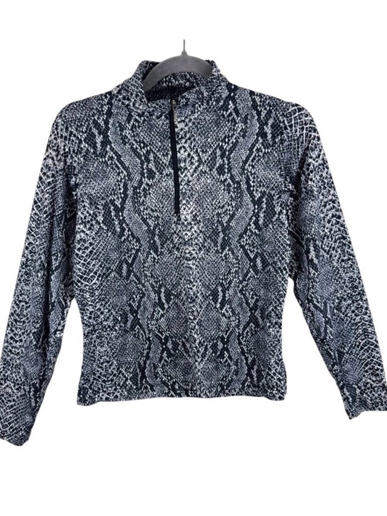 NILS Tops - NILS Brooklyn Black White Snakeskin 1/2 Zip T-Neck Athleisure Top‎ Made in USA L